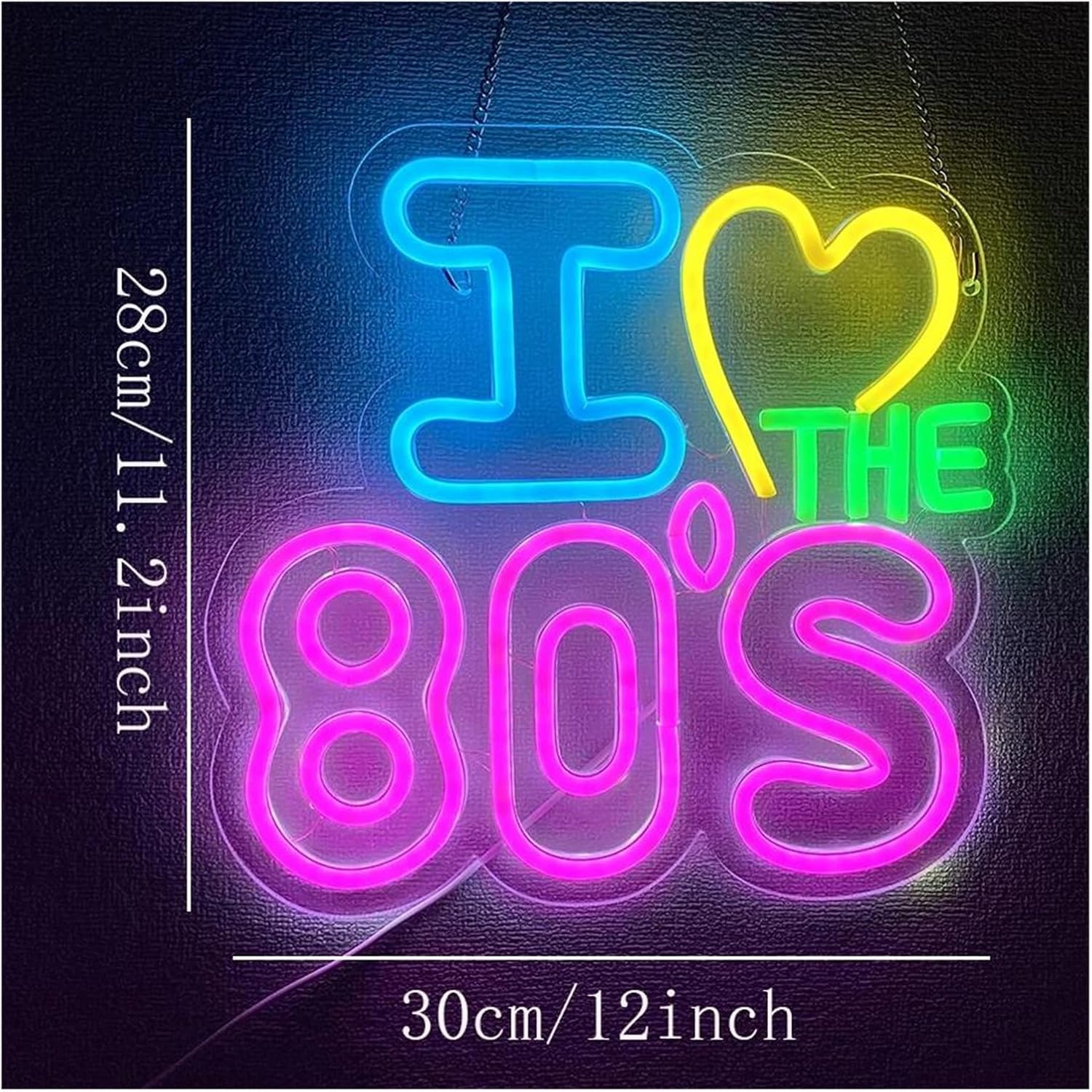 Lampada al neon rilassante con scritta I Love The 80's per decorazioni murali, insegne
