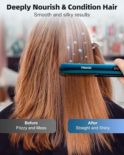 Miniatura 3 de Plancha de pelo de iones negativos, plancha de pelo de cerámica con LCD, plancha plana de 1 pulgada con 11 ajustes de calor, plancha profesional 2