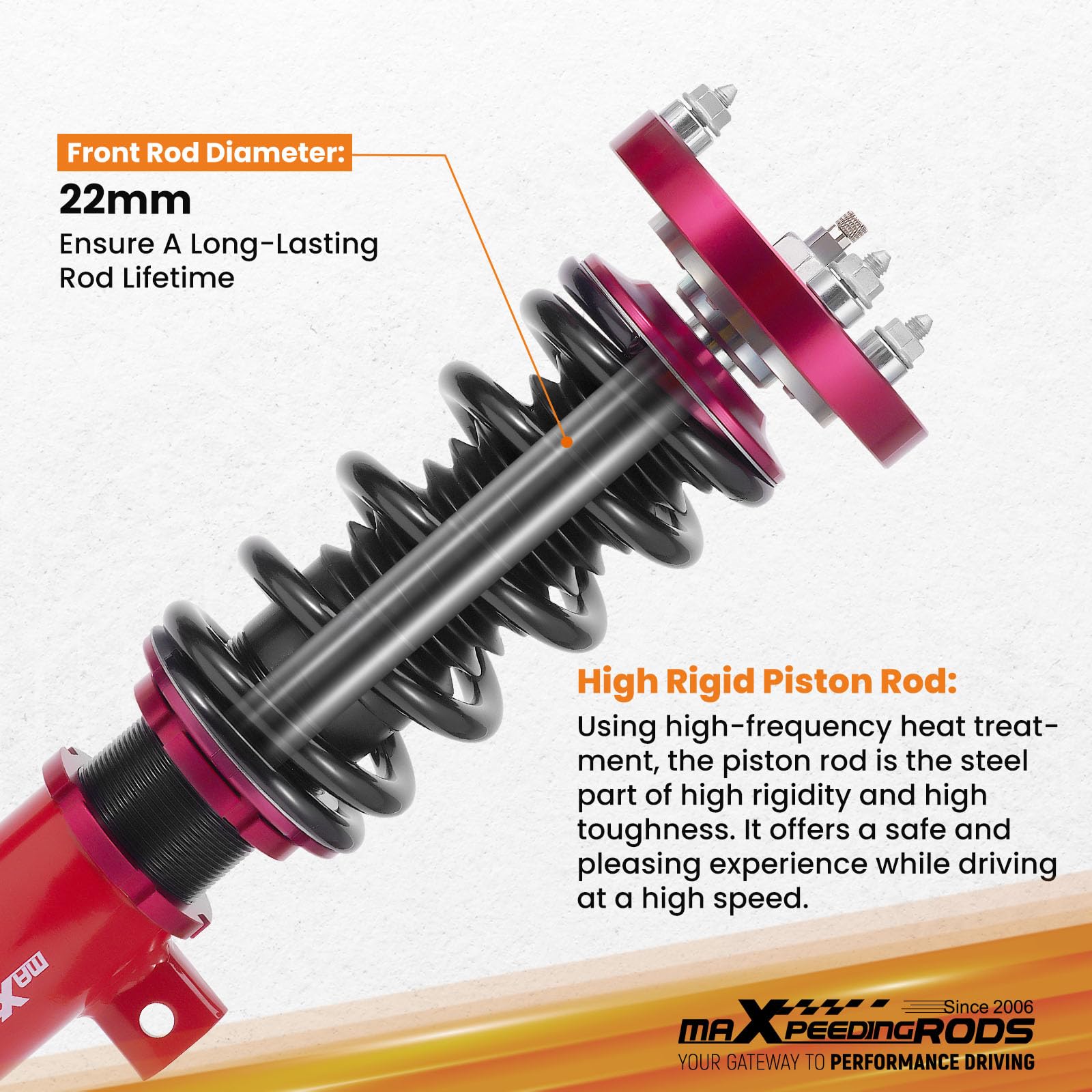 maXpeedingrods Zawieszenie gwintowane sportowe regulowane do BMW E90 E91 E92 E93 obniżenie 25-75 mm 2004-2013