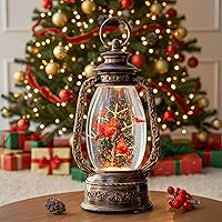 Vista 19 de Linterna de globo de nieve de Navidad, linterna brillante de agua iluminada con cable USB y funciona a baterías, para regalos y decoración de Pesebre
