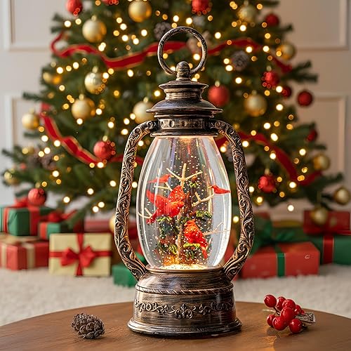 Miniatura 19 de Linterna de globo de nieve de Navidad, linterna brillante de agua iluminada con cable USB y funciona a baterías, para regalos y decoración de Belén