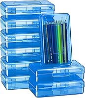 Vista 9 de Fainne Paquete de 24 cajas de lápices para la escuela, estuche de plástico transparente grande, caja de lápices de plástico grande apilable a