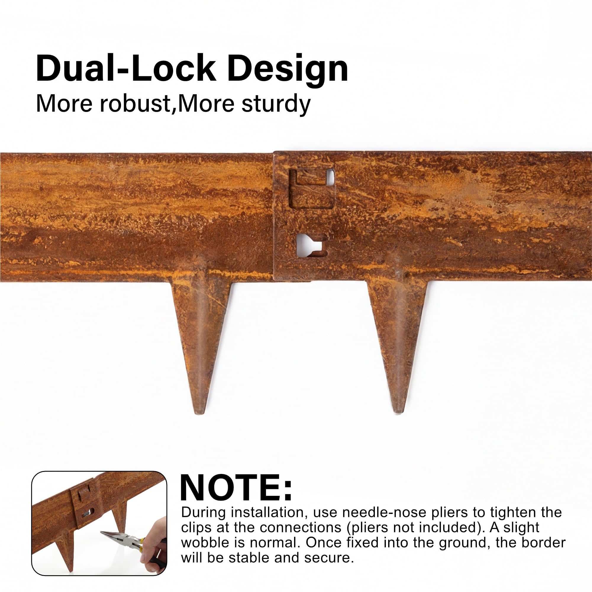 5M Lawn Edging Border, Heavy Duty Corten Steel Garden Edging Strip, Flexible Lawn & Pathway Metal Edging Border for Landscaping, Easy to install - 8cm Face Height, Rust - 4