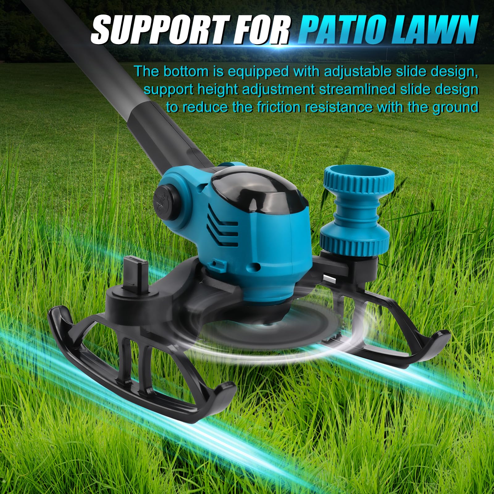 Desbrozadora con batería con 2 baterías de 2000 mAh, compatible con Makita de 18 V, cabezal de malas hierbas y 3 tipos de cuchillas, motor sin escobillas