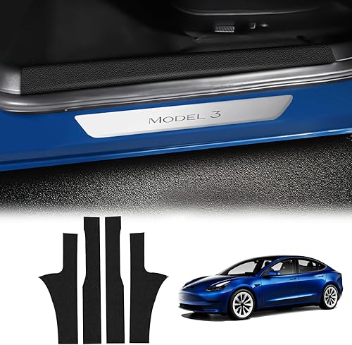 KUNGKIC Protectores de borde de puerta de automóvil de poliuretano para Tesla Modelo 3, adhesivos protectores de umbral de película anticolisión,