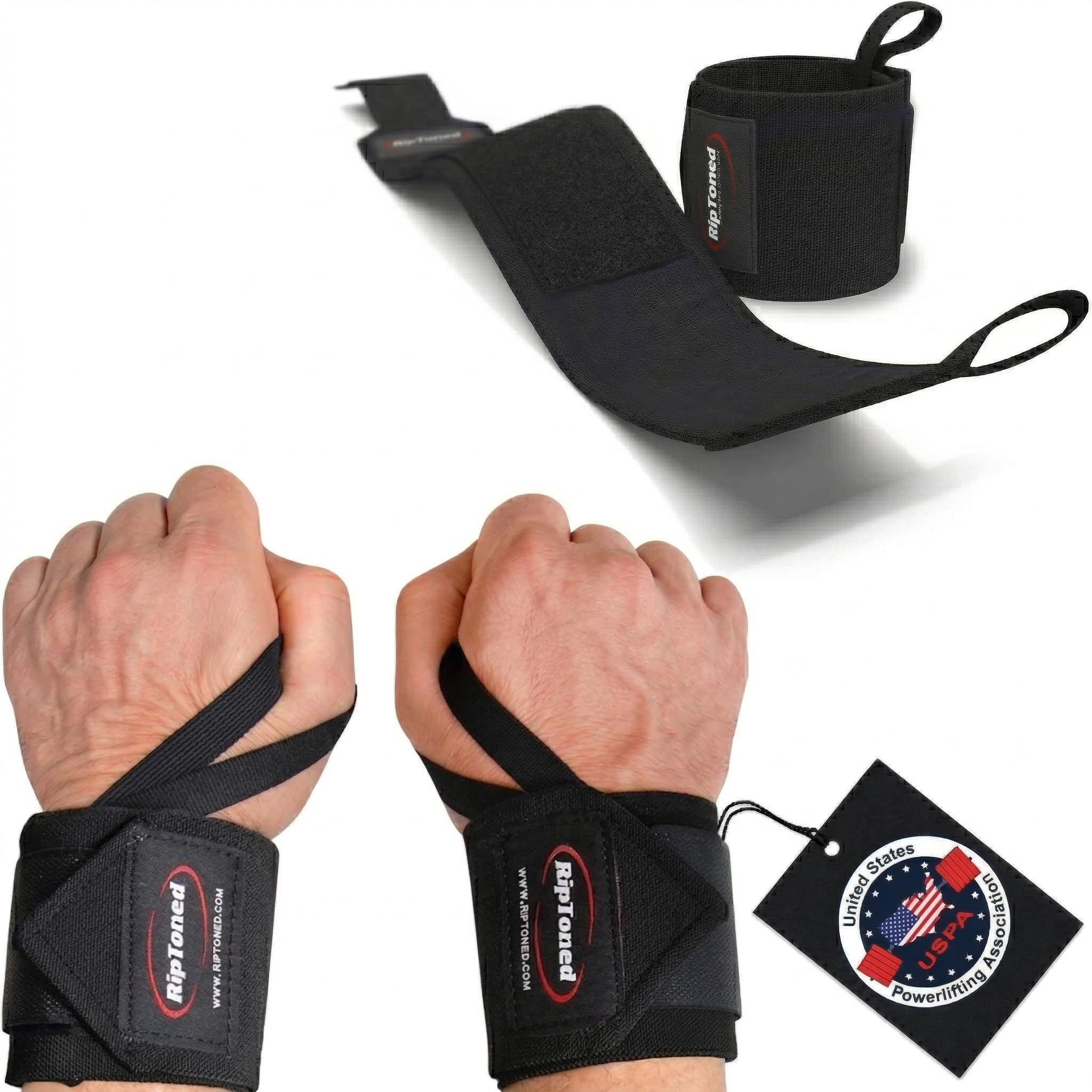 Rip Toned Wrist Wraps for Weightlifting USPA USAPL Approved 18 Wrist Straps for Powerlifting Adjustable Durable Gym Wraps