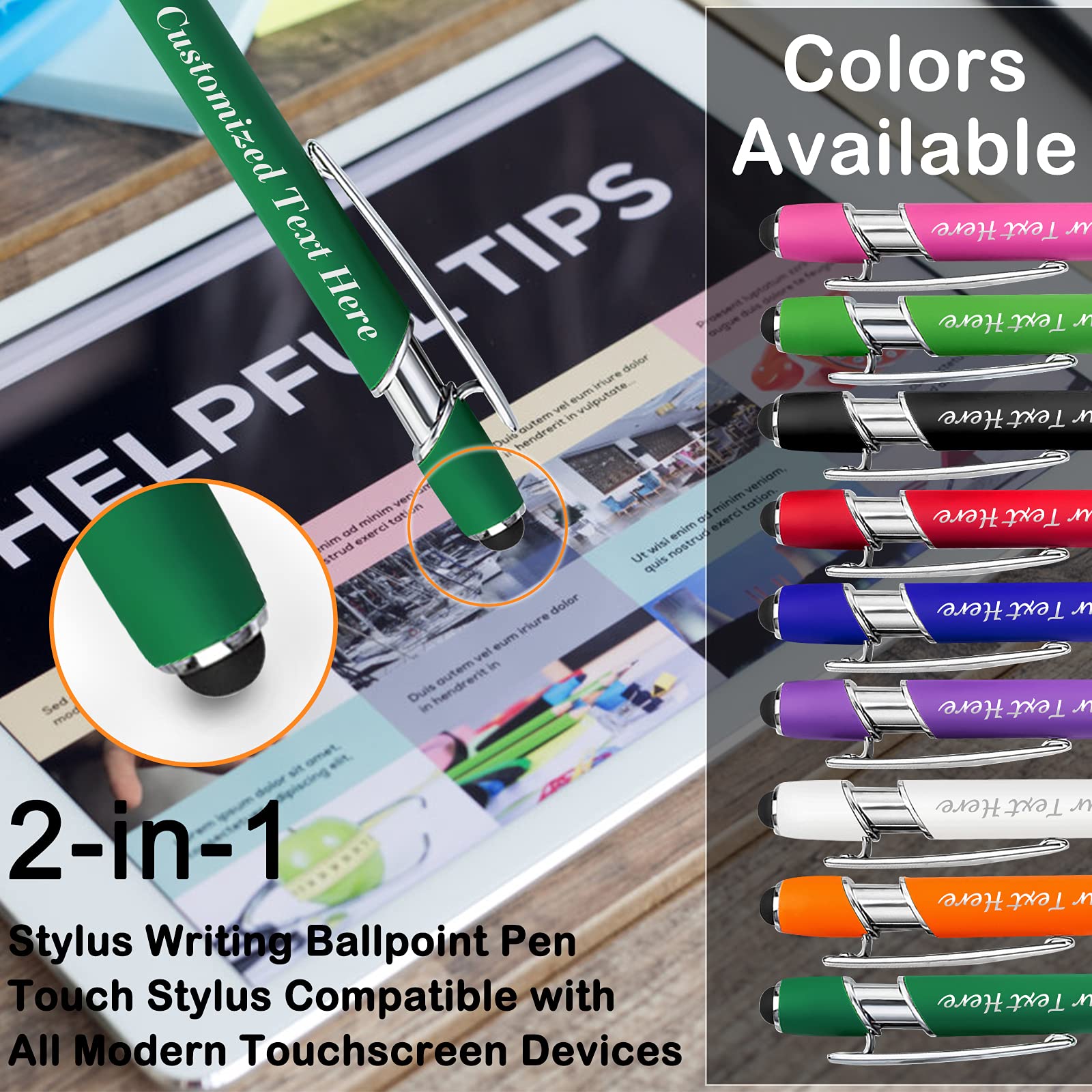 100 Pack Personalised Pens in Bulk with Stylus Tip - Image 3