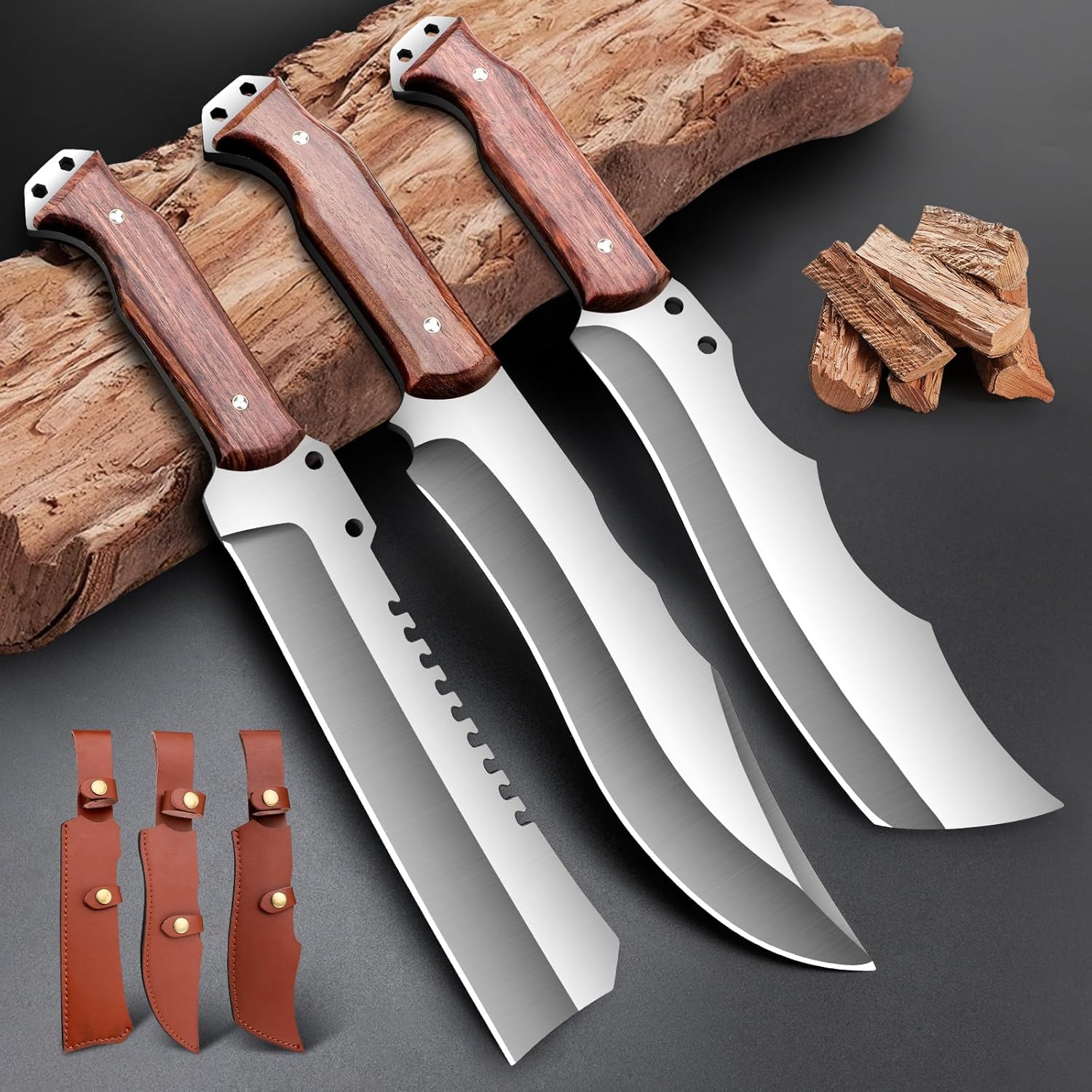 Outdoor Short Machete with Sheath for Cutting Trees, for Yard Work and for urvival Machete Ideal for Gardening,Camping, Fishing, Hunting, Bushcraft