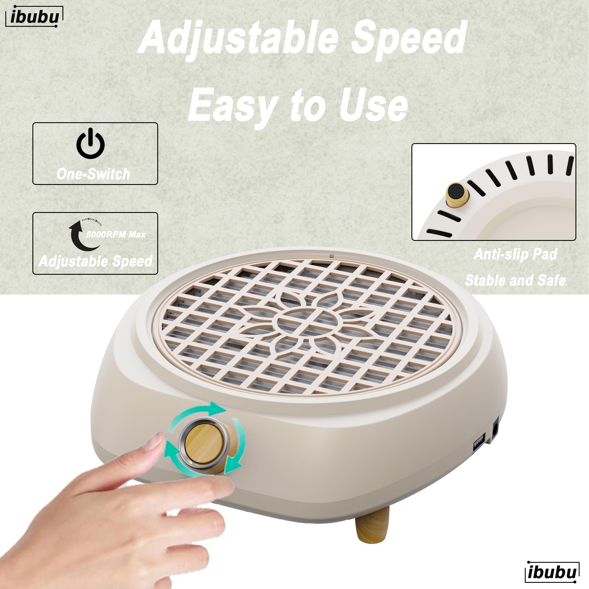 ibubu Aggiornamento Piccolo Nail Dust Collector Potente Unghie Aspiratore di Polveri Aspirapolvere Ventilatore Nail Tech Nail Salon Estrattore di Polvere Acrilico Con Filtro Riutilizzabile E 10pcs