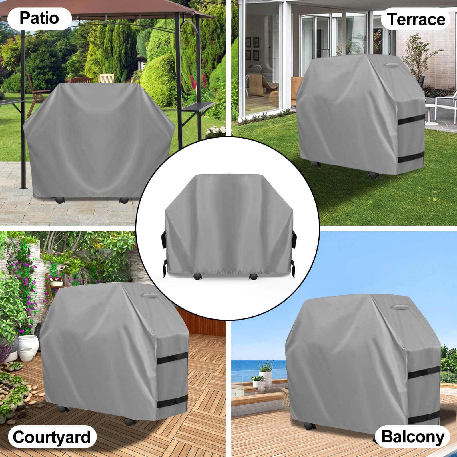 OutdoorLines Wodoodporna wytrzymała osłona do grilla – uniwersalne pokrowce na grilla odporne na promieniowanie UV osłona grilla gazowego do grilla na zewnątrz i na zewnątrz, 182 x 66 szer. x 130 cm