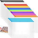 Gersoniel 40 Pieces Multi-Ring Binder Zipper Pouch, 19 Hole Binder Pockets with Zipper Bulk Binder Folders Plastic Binder Pouch Loose Leaf Bags Waterproof PVC Document Filing Bag(Colorful, B5)