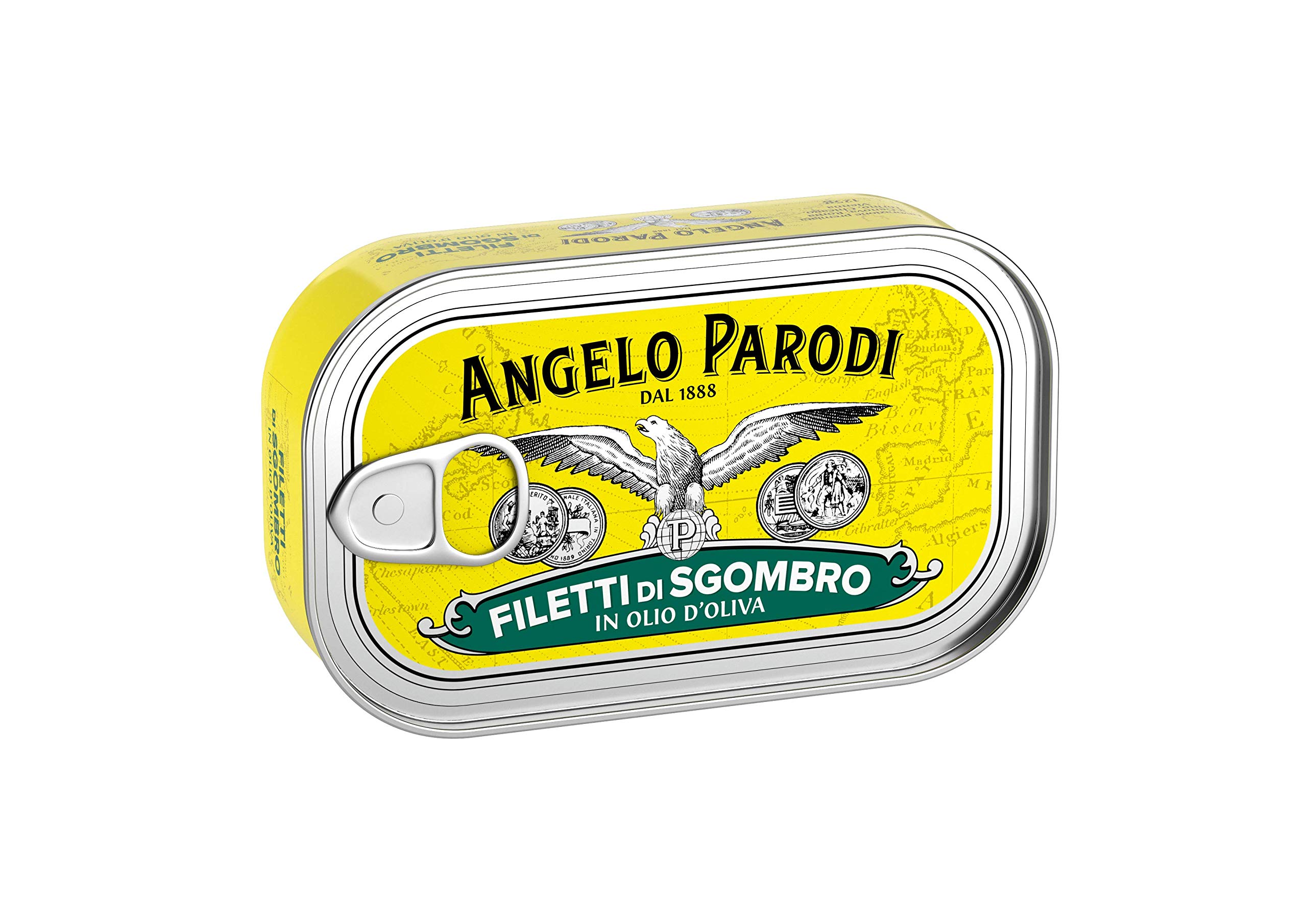 Angelo Parodi Mackerel Fillets in Pure Olive Oil | 10 Pack | Imported from Italy | Wild Caught | Hand Selected | Gourmet All Natural | Premium Fish in 4.40 oz Can (125 Gram)