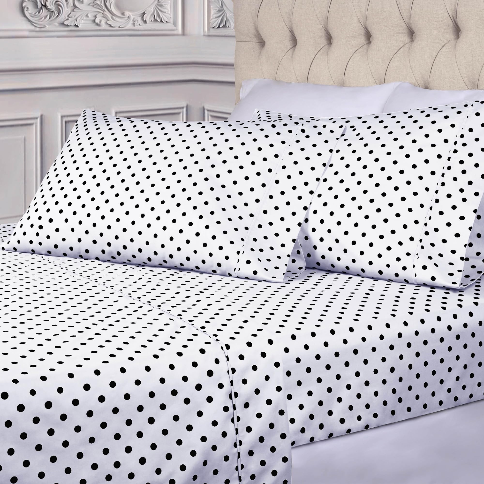 Cotton Blend 600 Thread Count Sheet Set, Embroidered Hem Sheets, Bedroom Essentials, Crisp Hotel Feel, Includes 1 Deep Pocket Fitted Sheet, 1 Flat Sheet, 2 Pillowcases, Queen, White