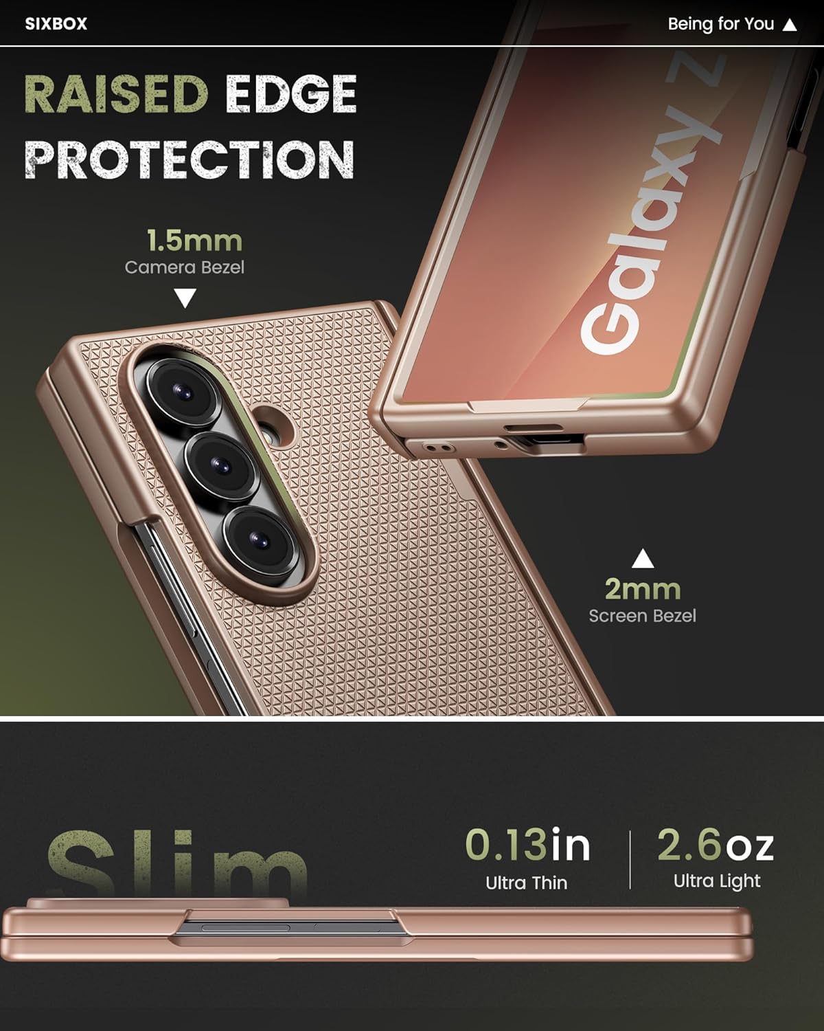 for Samsung Galaxy Z Fold 7 Case Slim, Hinge Protection & Screen Protector [Anti-Scratch], Rugged Shockproof Raised Edge Protective Women Men Phone Cover Case for Galaxy Fold 7 2025, Rose Gold