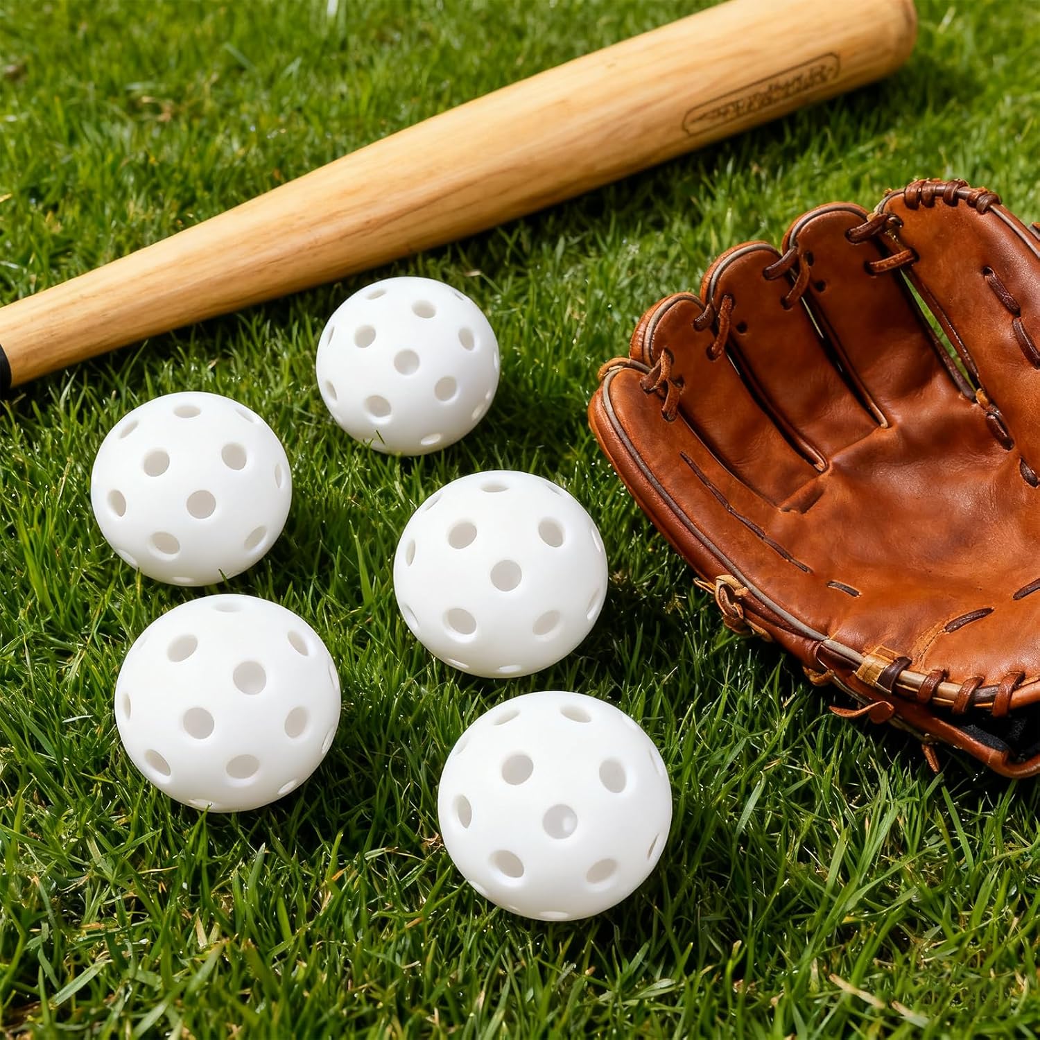 40 Pack Plastic Baseball Practice Balls, Lightweight Hollow Soft Balls for Hitting Pitching Batting Training Indoor & Outdoor Sport with a Drawstring Bag