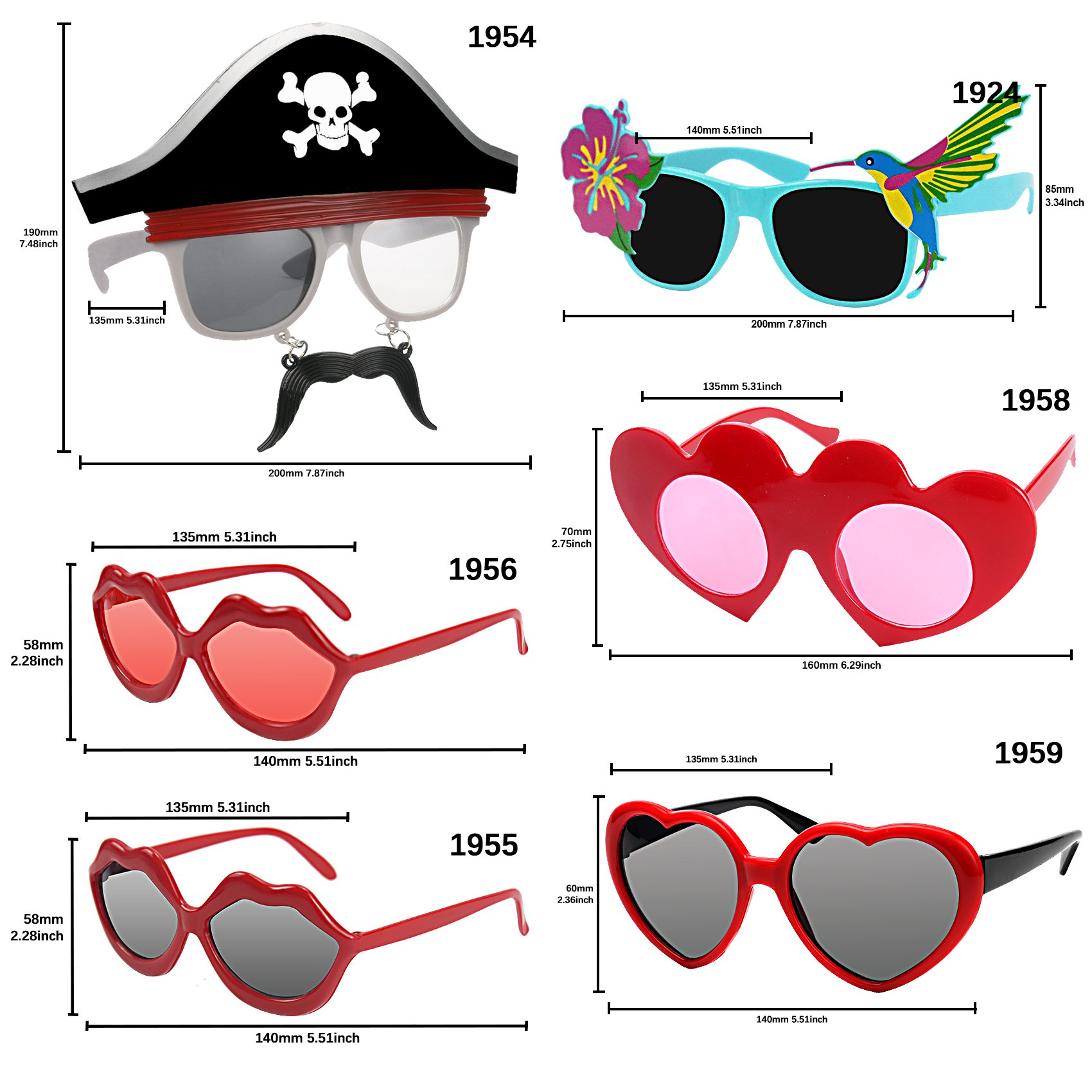 Tropical Party Costume Sunglasses Fun Shades 34-Pairs
