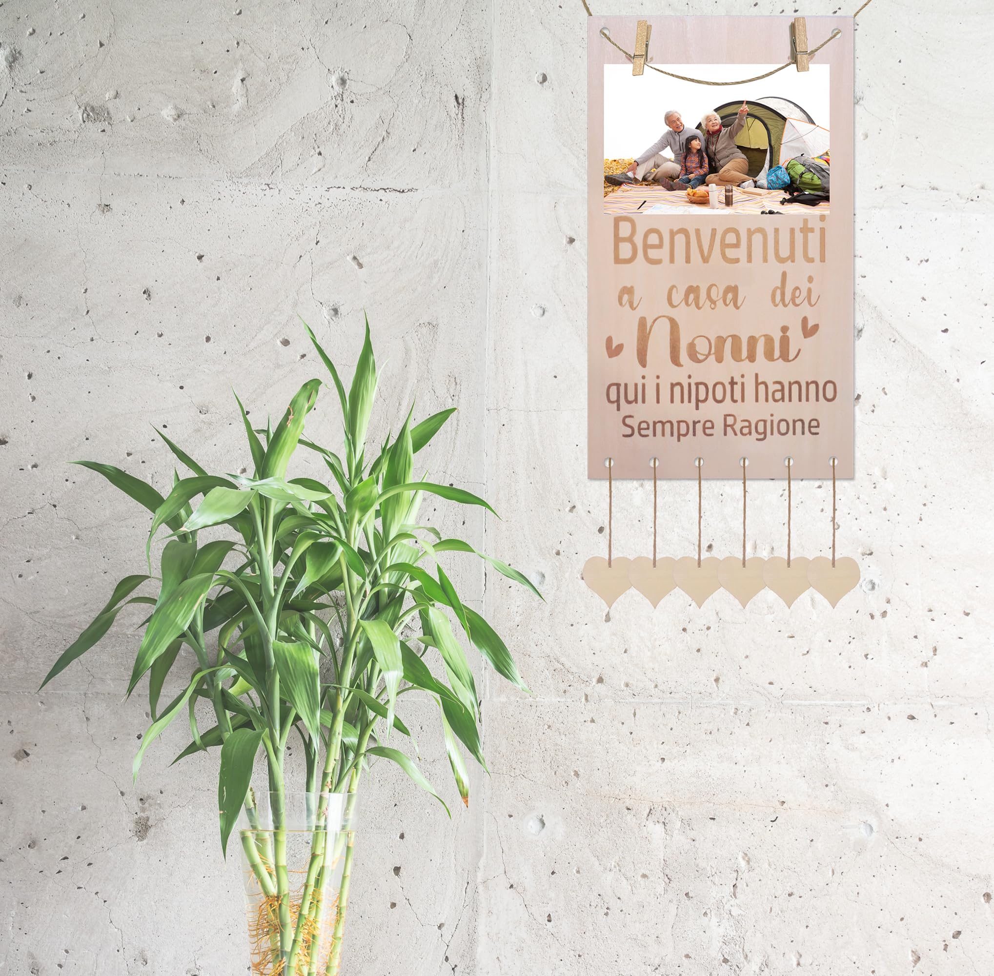 MKISHINE Targhetta in Legno 'Casa dei Nonni' - Segno Decorativo per la Casa, Idea Regalo per Nonni, Decorazione del Soggiorno, Festa