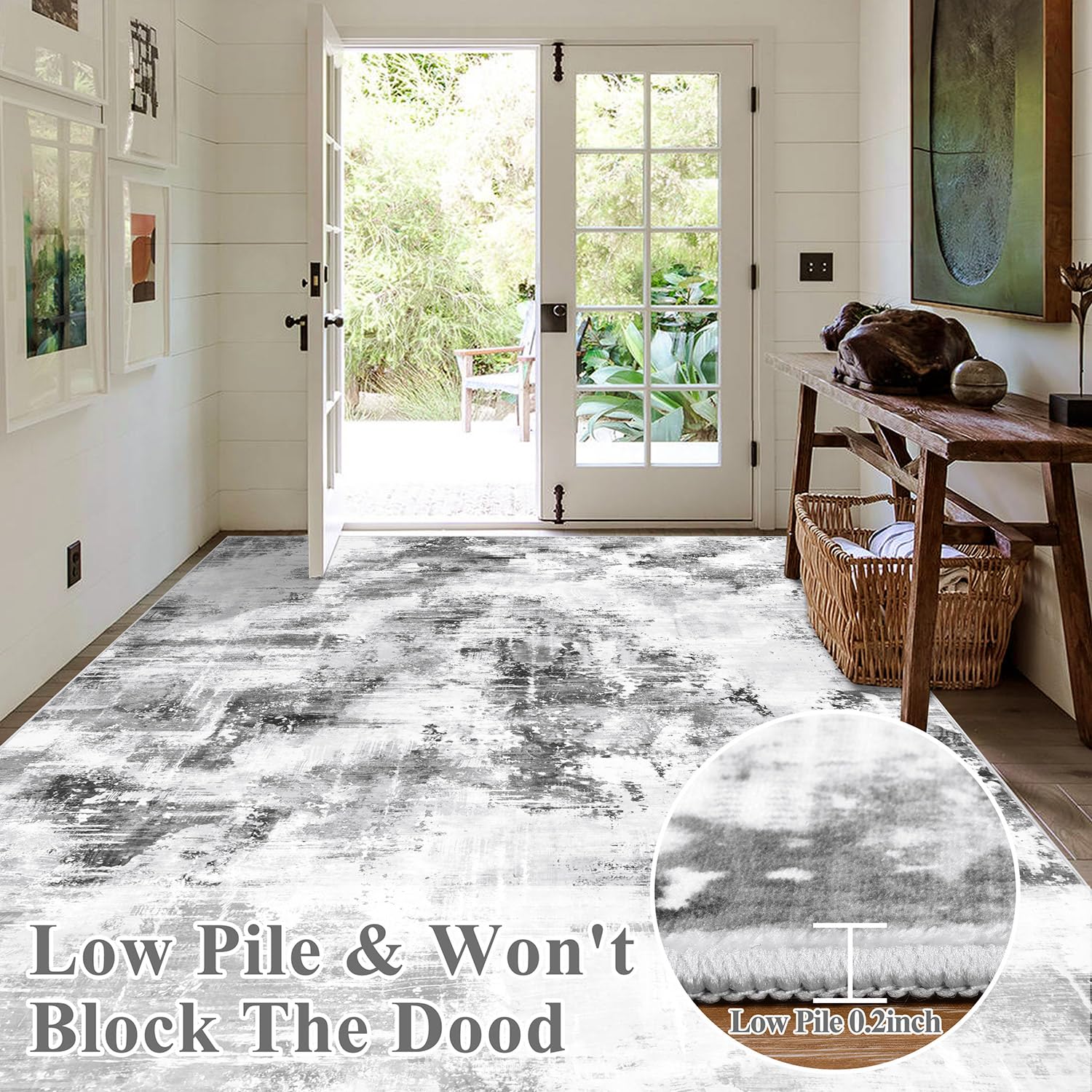 SHACOS Vloerkleed Woonkamer Laagpolig Grijs 160x230 Cm - Modern Abstract