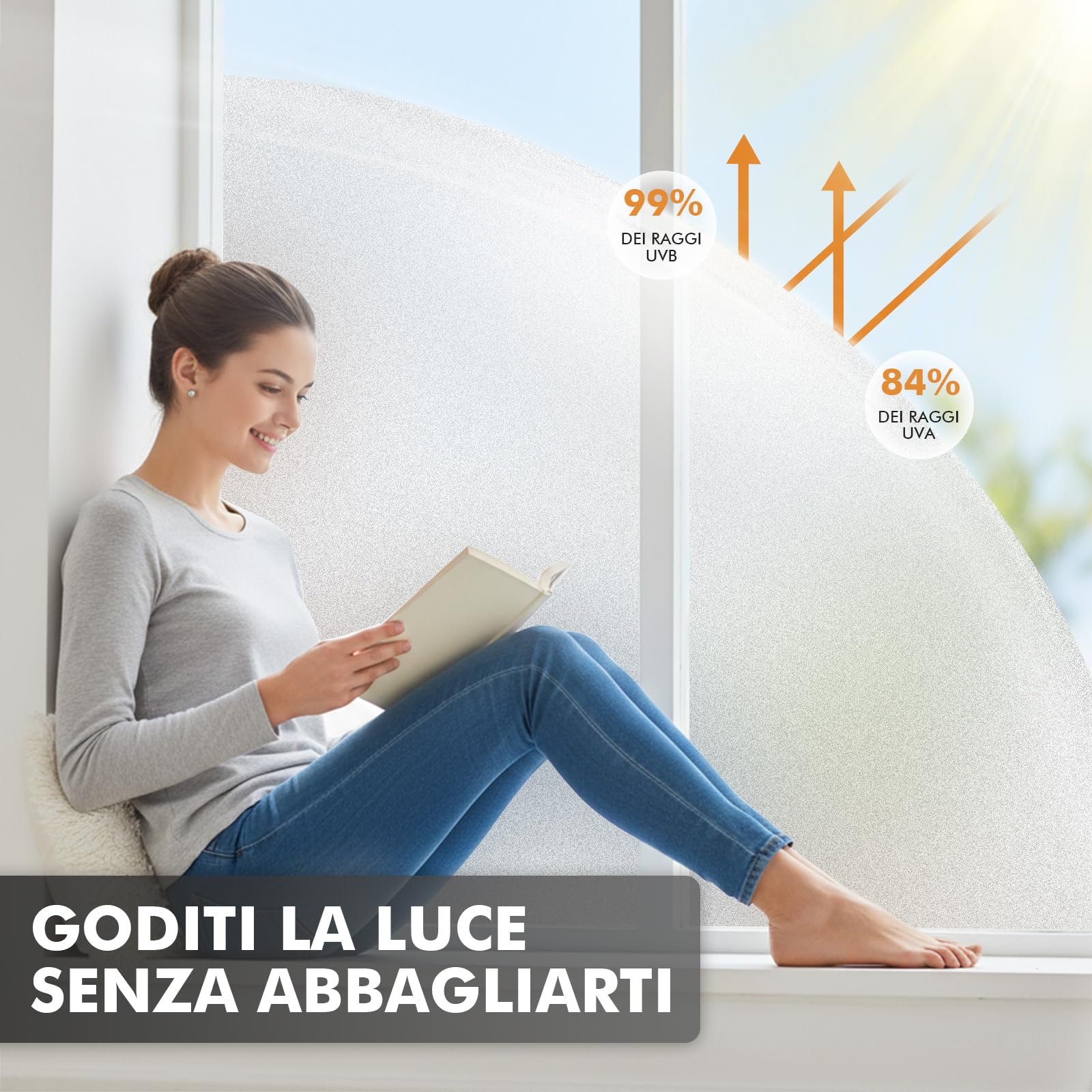 shinfly Opaca Pellicola per Vetri Finestre Privacy, Pellicola Adesiva per Vetri Elettrostatica 60x120cm, Protettiva anti-UV, Window Film Adatto per Ufficio Bagno Camera da Letto Soggiorno Cucina