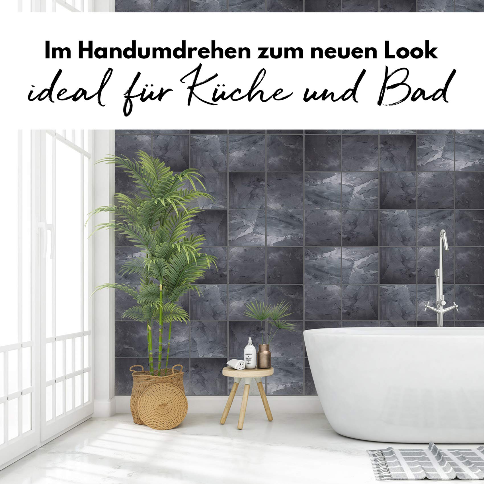 yabaduu 10 x Natural Stone Tile Stickers 20 x 20 cm Y042-06 - Image 2