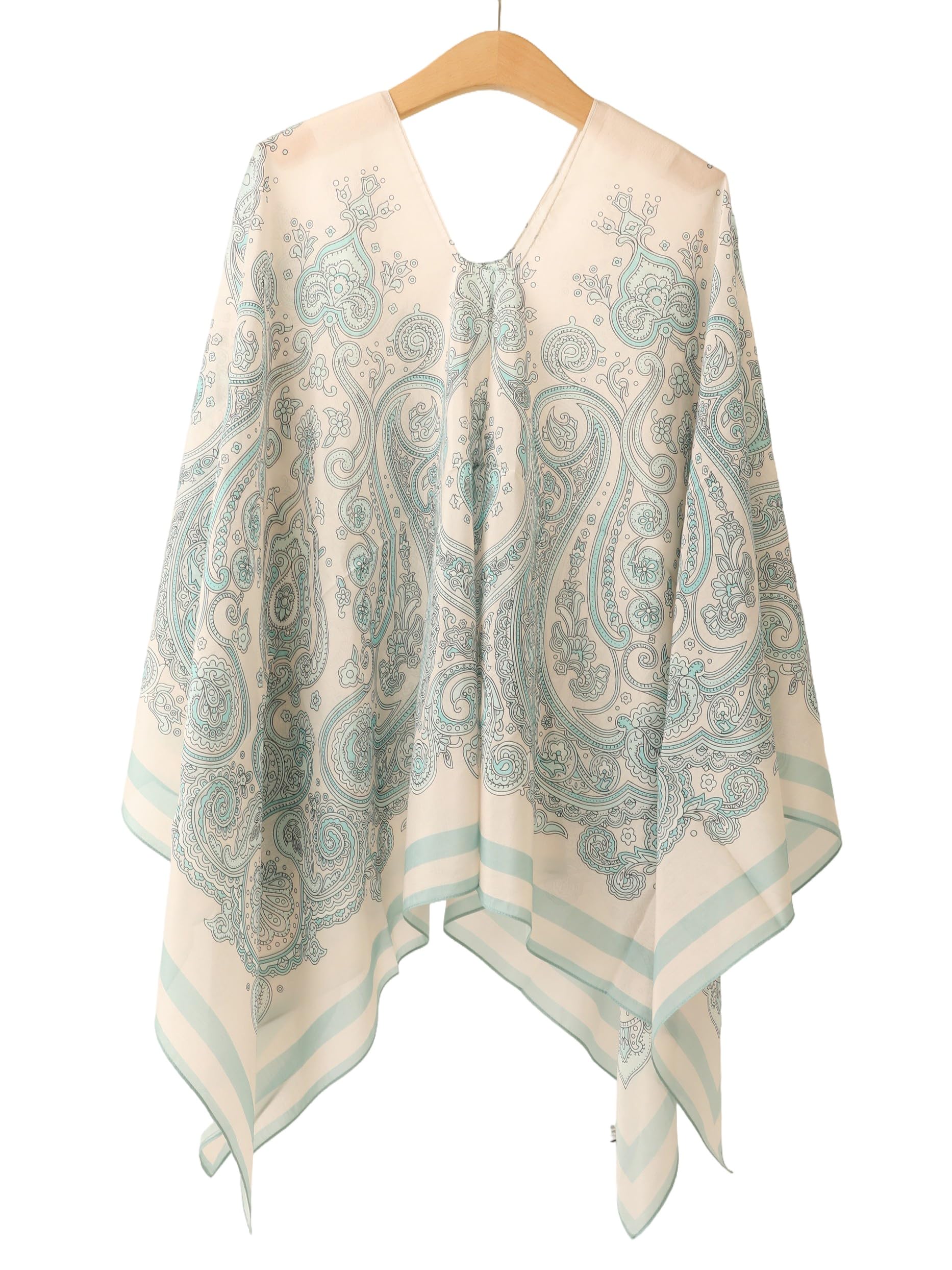 Damen 2-in-1 Sommer Poncho Schal aus Seide & Baumwolle Mix leicht Umschlagtuch Tunika Schultertuch für Urlaub, Strand & Freizeit
