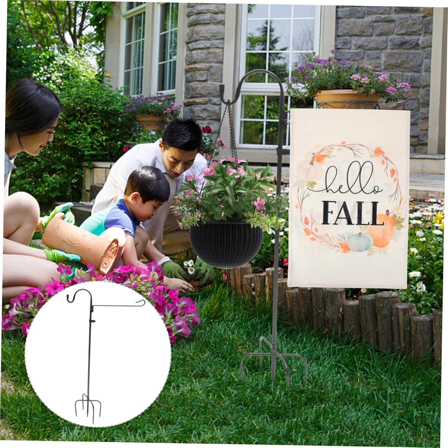 GANAZONO 1set Shepherd Hook Flag Pole Holder Design for Hanging Bird Feeders and Plants Garden Decoration for Outdoor Spaces