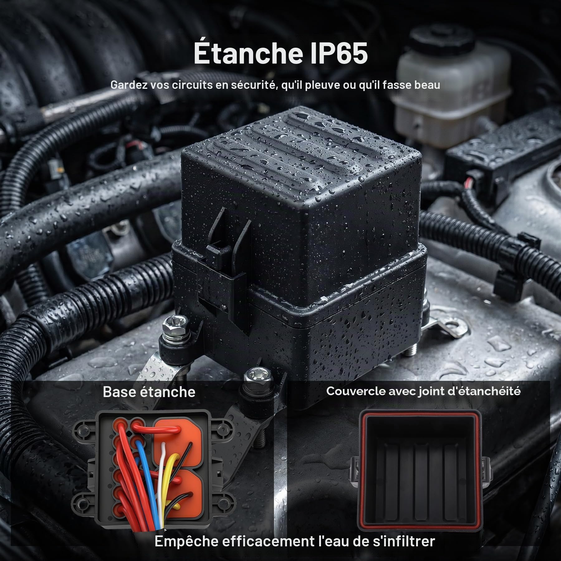 Boîtier de relais de fusible étanche précâblé 12 V 6 voies - 2 relais et 6 fusibles à lame ATC/ATO - Bloc relais 4 broches 40 A - Pour voiture, camion, bateau et Jeep