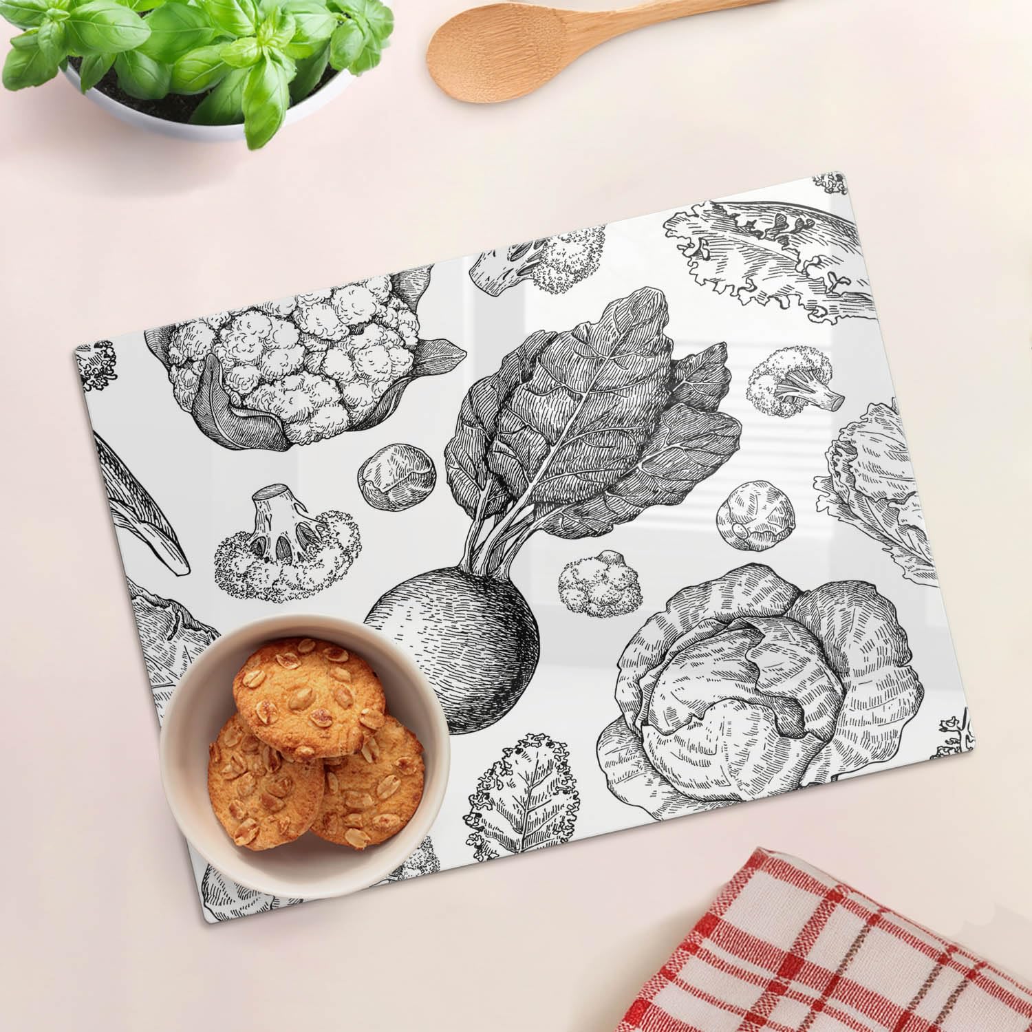 Plan de préparation en verre résistant à la chaleur 40x30 cm Légumes