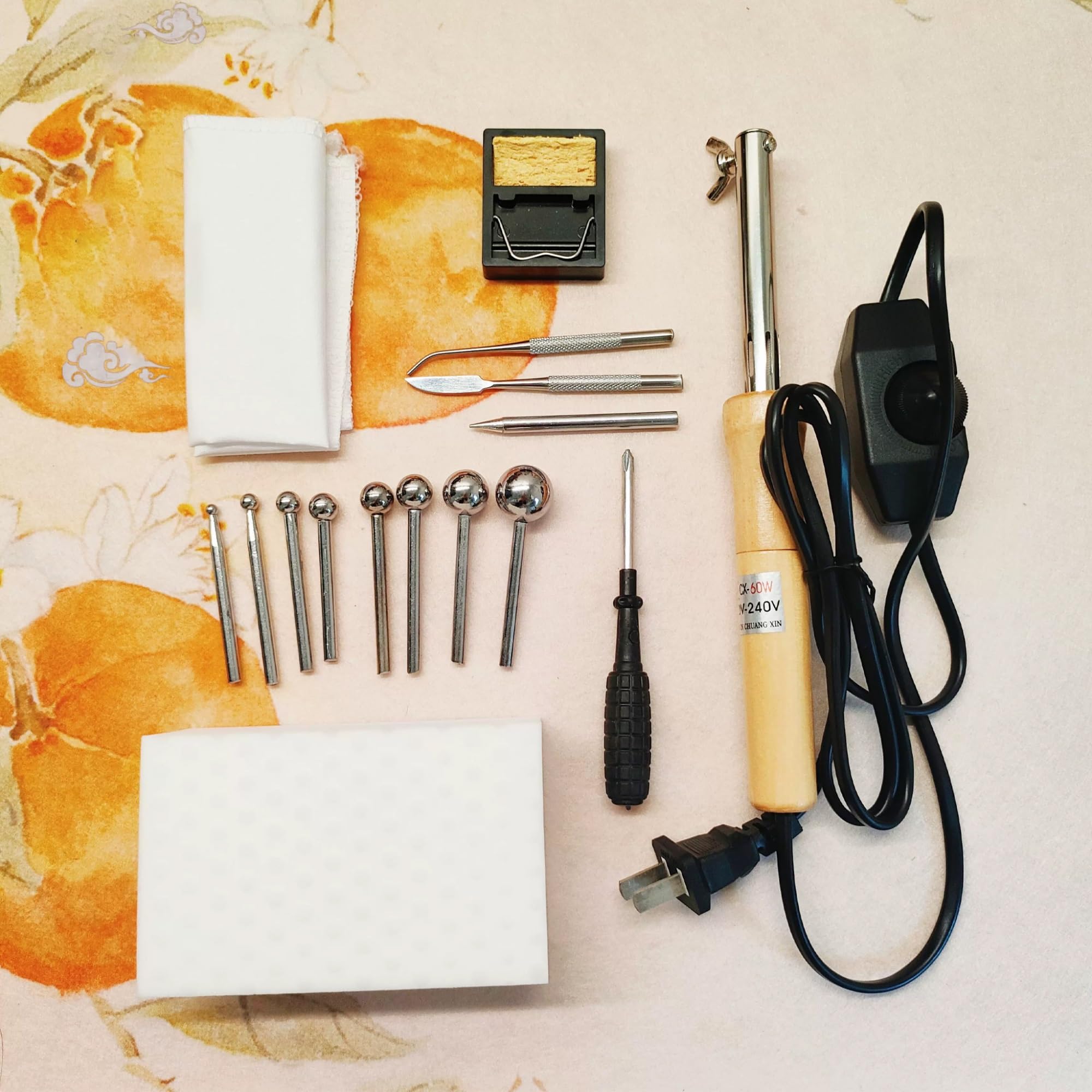 Juego de herramientas para hacer flores de tela, herramientas para hacer flores de tela con cabezales de planchado, ideal para manualidades de flores artificiales