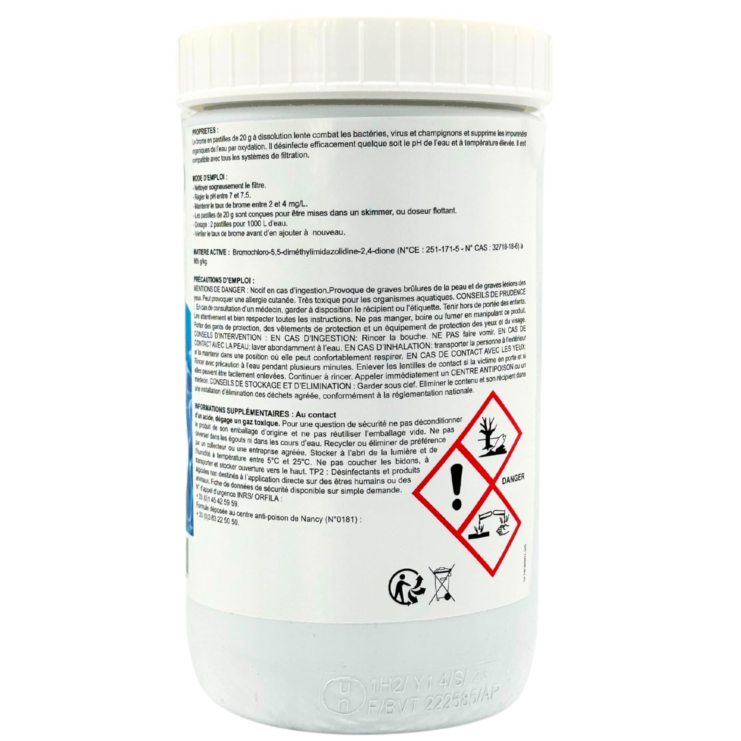 Brome Pastilles 20g - 1KG | Traitement Spa & Piscine Sans Chlore | Désinfectant à Dissolution Lente pour une Eau Claire et Saine | Entretien & Purification de l’Eau adaptée à tous les Spas et Piscines