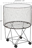 Vista 3 de Deco 79 Carro de almacenamiento cilíndrico de metal con ruedas, 20 x 20 x 28 pulgadas, bronce