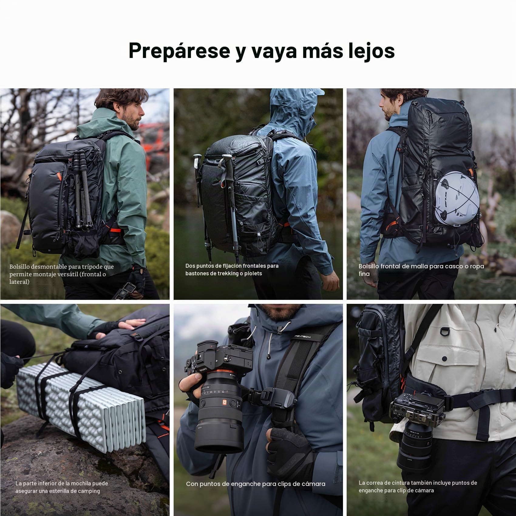 PGYTECH OnePro Flex 30L-50L Mochila + Funda para Cámara Tamaño M, Mochila Fotografia Profesional Compatible con Cámaras y Lentes DSLR/SLR/sin Espejo, Mochila Trekking para Cámara Portátil