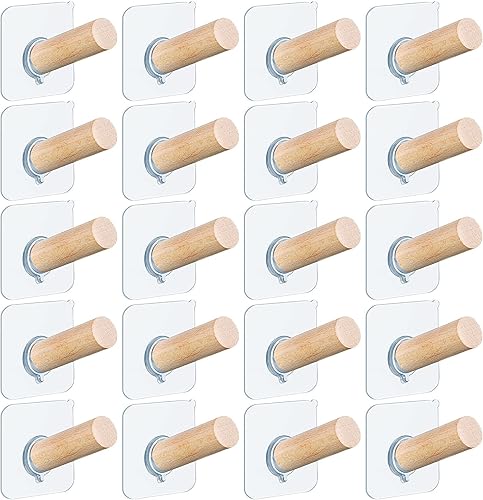 Jetec Ganchos para sombreros de pared, ganchos para sombreros, clavijas adhesivas de madera, ganchos autoadhesivos de madera, ganchos de madera para