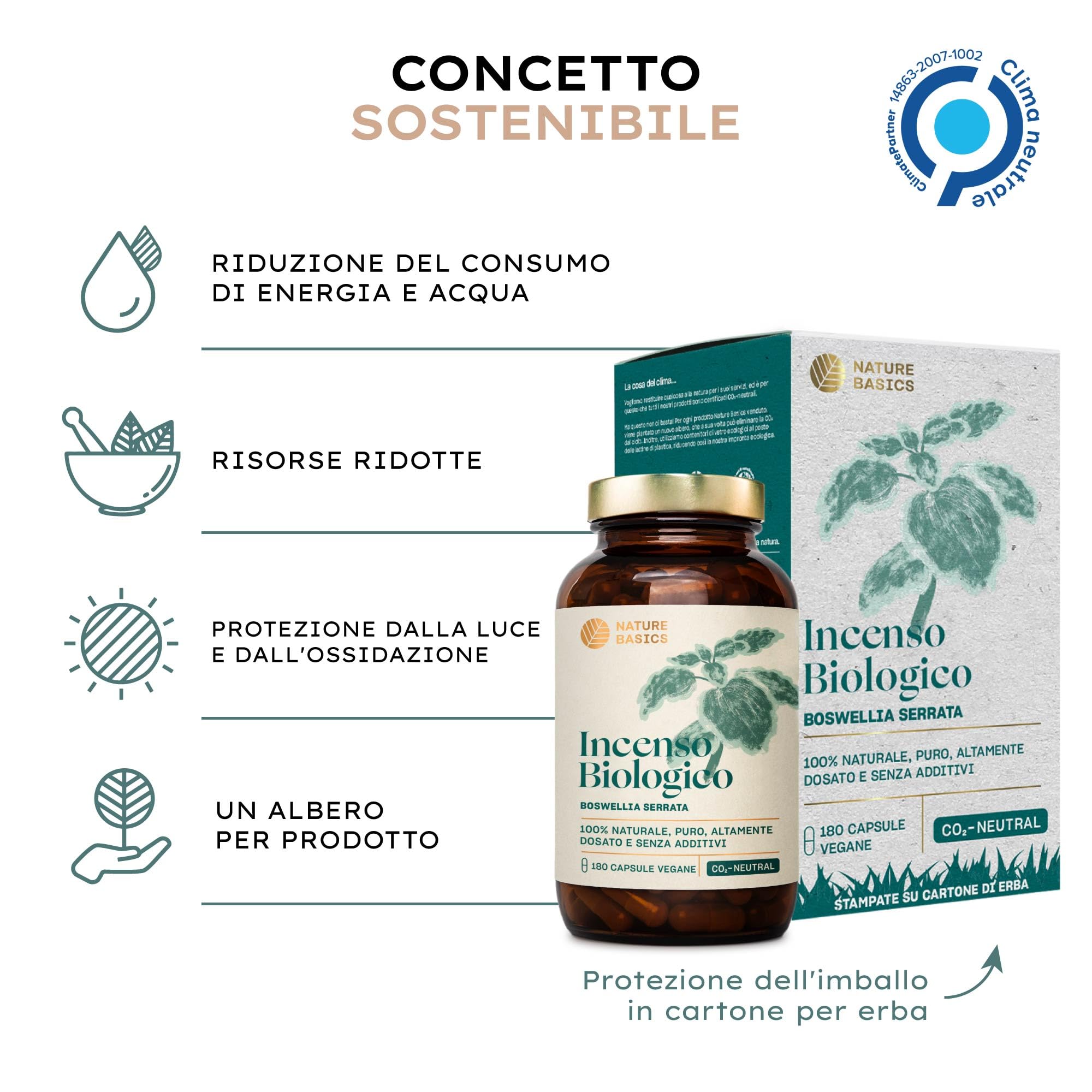 Capsule di incenso biologico - 180 capsule ad alto dosaggio / 500 mg di estratto di incenso biologico per dose giornaliera/Integratore alimentare ayurvedico di alta qualità/Vegano e sostenibile
