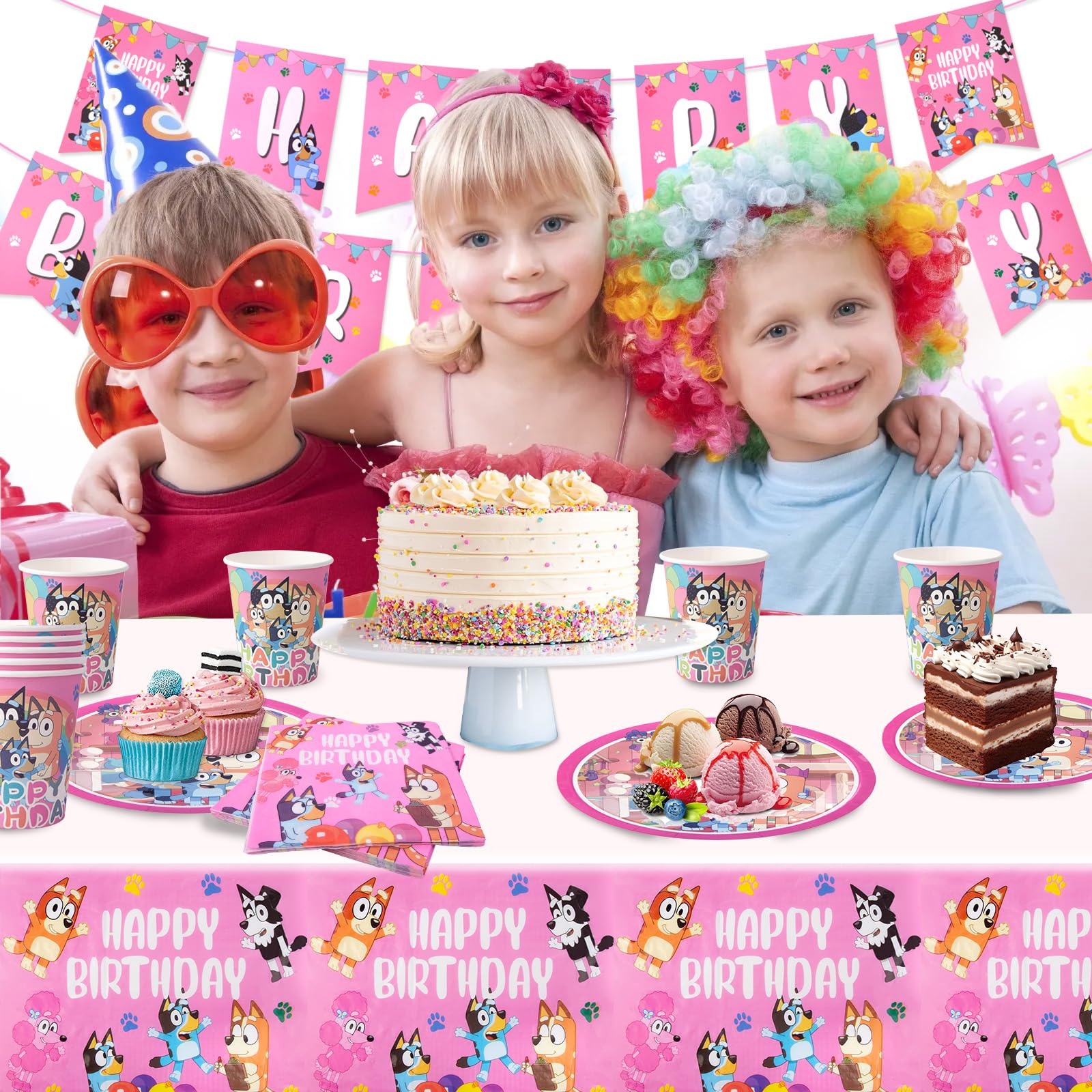 Set Compleanno 62 Pezzi - Stoviglie, Tovaglia, Piatti, Tazze, Tema Festa, Per Bambini - Foto 11