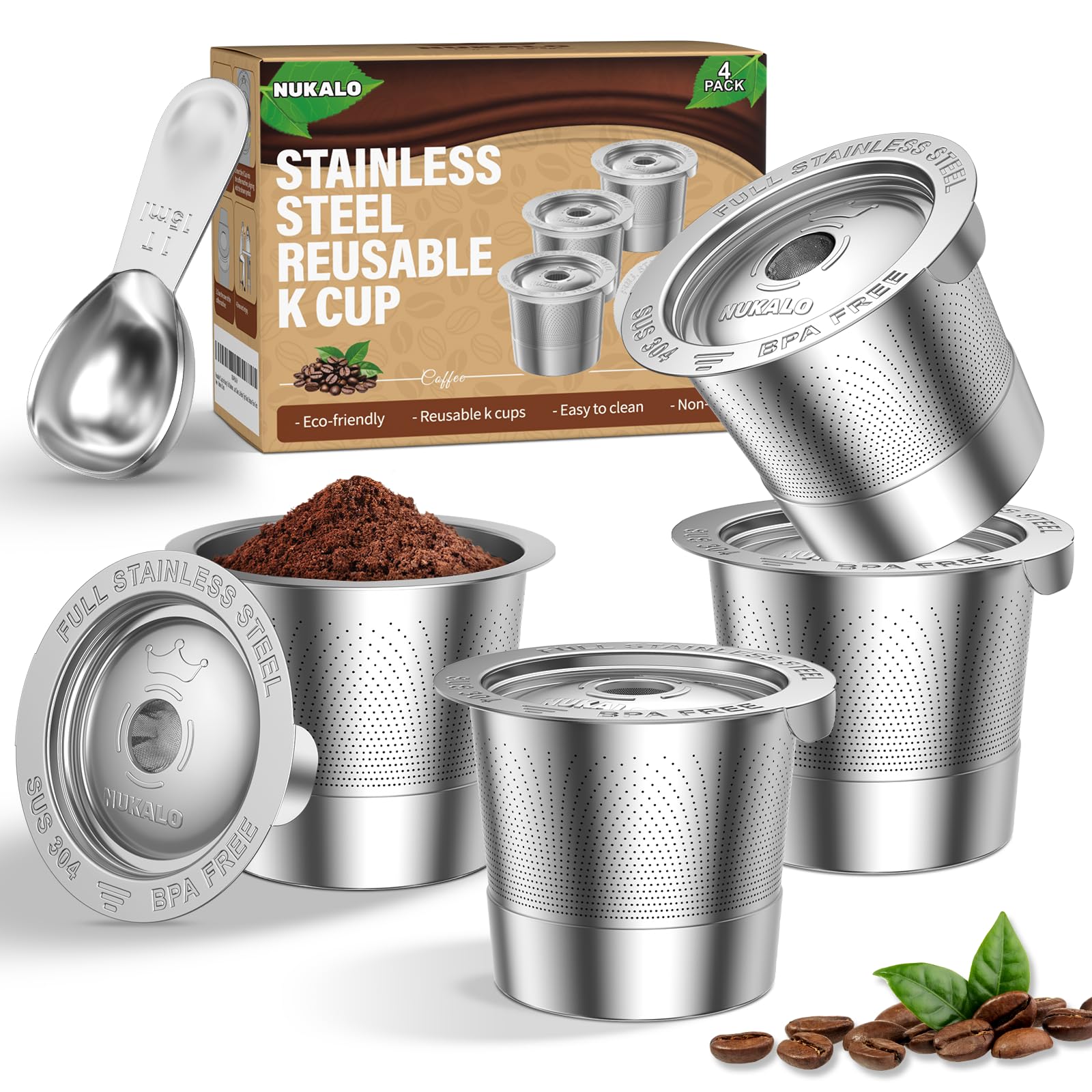 4-Pack Reusable K Cups for Keurig: Stainless Steel Reusable Coffee Pods for Keurig 1.0 - Eco-Friendly & Cost-Saving Coffee Filters for Daily Brewing - Easy to Fill & Clean - 1