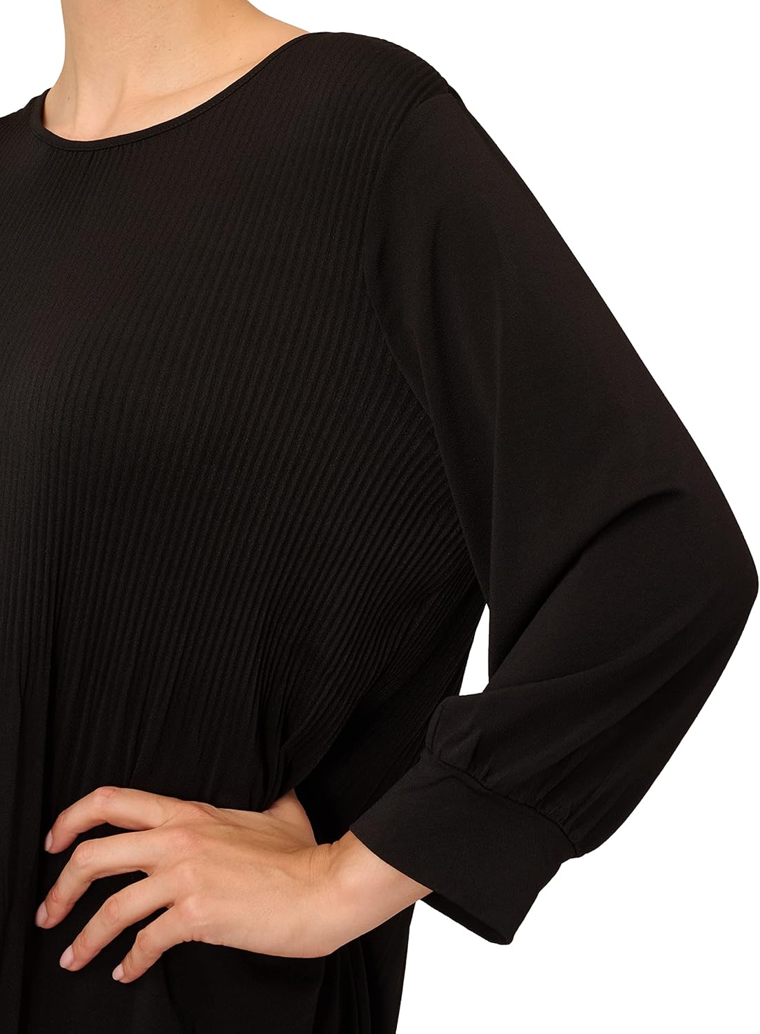 Adrianna Papell Womens Pleated Knit Crew Neck Dress - Image 4