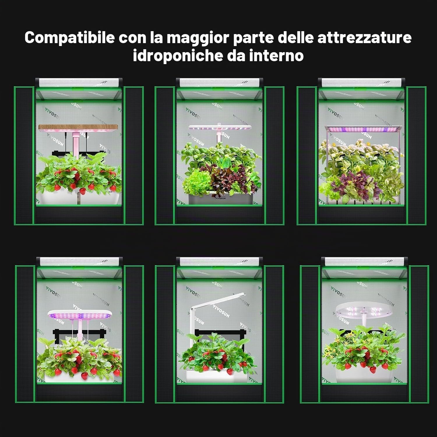 VIVOSUN Piccola Tenda daColtivazione per Aerogarden,Sistema di Coltivazione Idroponica, 50x36x54cm, Altamente Riflettente, in mylar, con finestra di Ventilazione