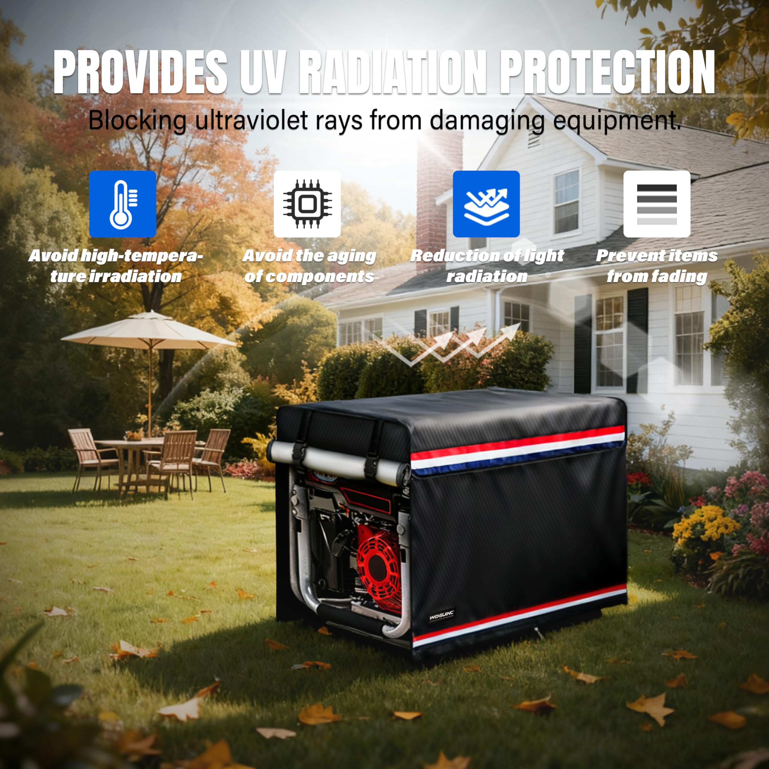 Cubiertas para generadores. Cubiertas para generadores al aire libre, tela Oxford impermeable 600D+210D, 32 "Lx24" Wx24 "H se adapta a la mayoría de DuroMax, Westinghouse, etc. 5000W-10000W