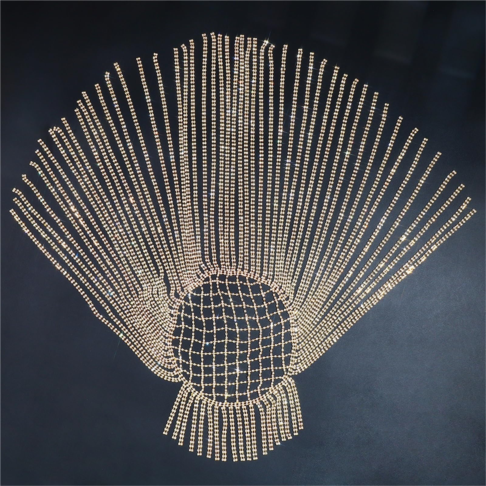 Cadena para el pelo Cadena larga con flecos y diamantes de imitación