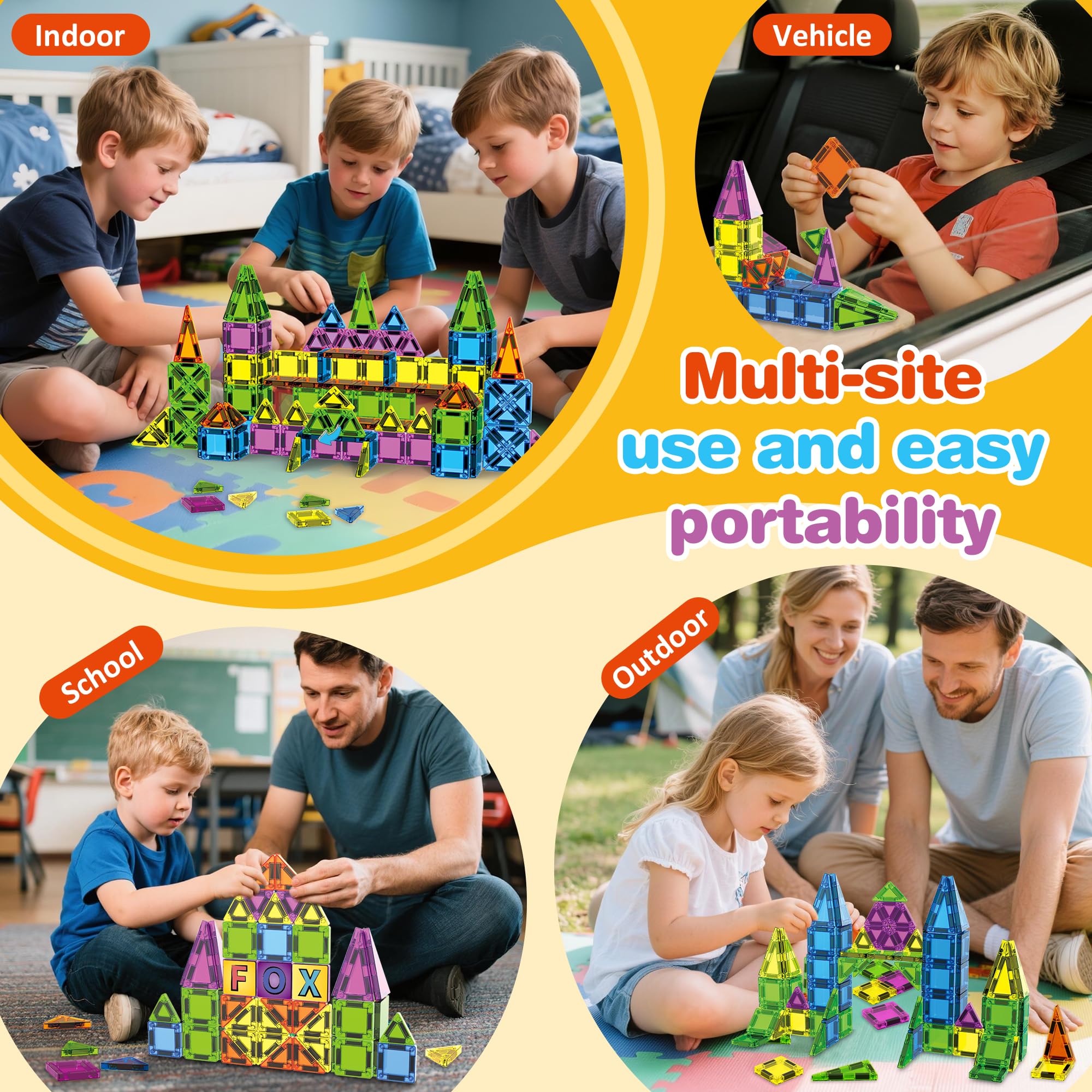 Magnetische Bausteine, Magnetic Teile,Mit Magnetische Buchstaben & Wörter, Magnetspiel STEM Magnetbausteine für Geschenk mädchen Jungen, Montessori Spielzeug ab 2 3 4 5 6 7 8 Jahre Kinder (227)