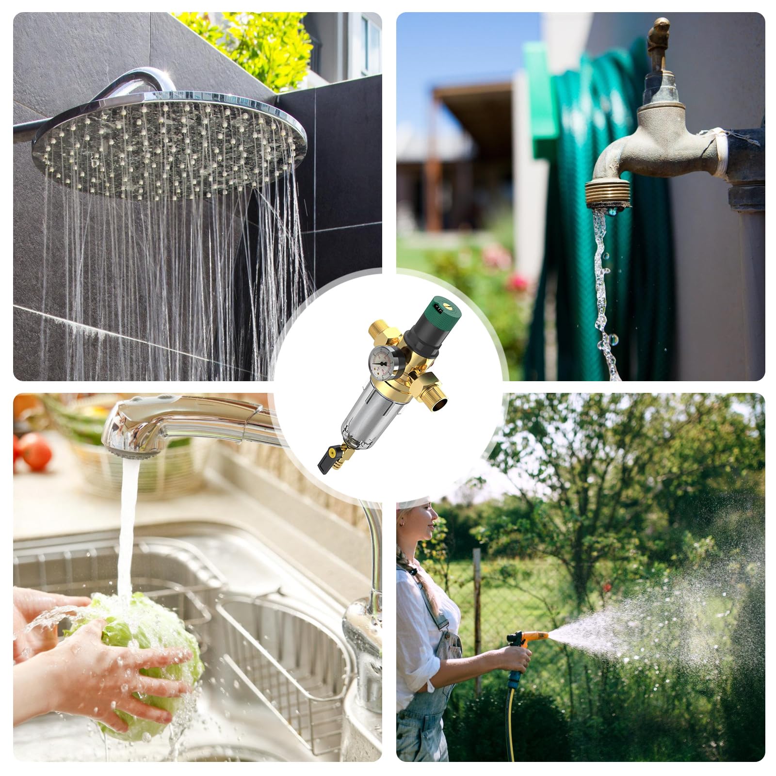 Riduttore di pressione dell'acqua DN15/DN20 Valvole di riduzione Prefiltro Valvole di regolazione della pressione dell'acqua con manometro integrato