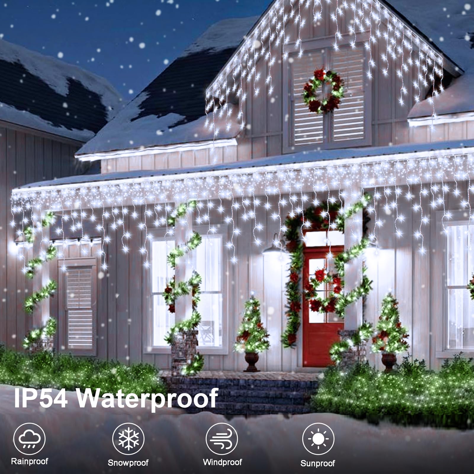 CCILAND Icicle Outdoor Christmas Lights - Image 4