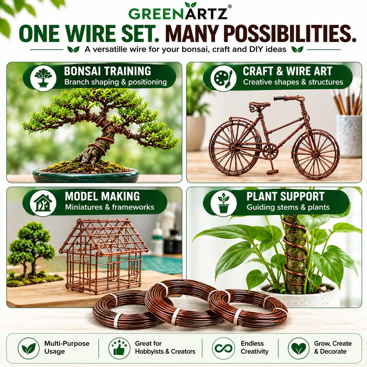 Bonsai Wire Kit - 1mm, 1.5mm, 2mm - GREENARTZ -4