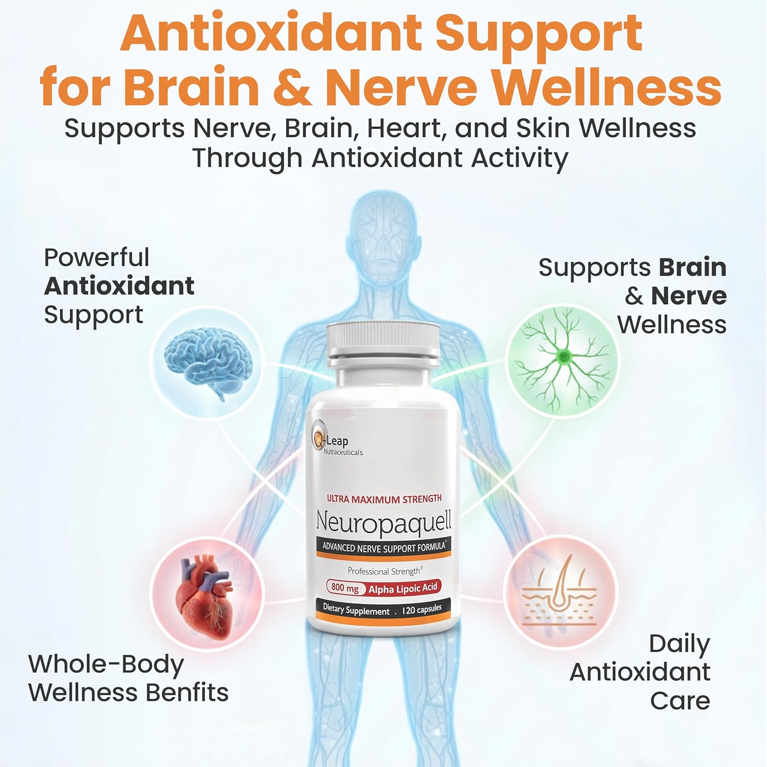 Platinum Health Alpha Lipoic Acid for Neuropathy Nerve Pain Support, Supplement, B Vitamins, L Arginine, All Natural Maximum Strength Neuropaquell for Discomfort in Feet, Hand, Toes,120 Capsules,800mg