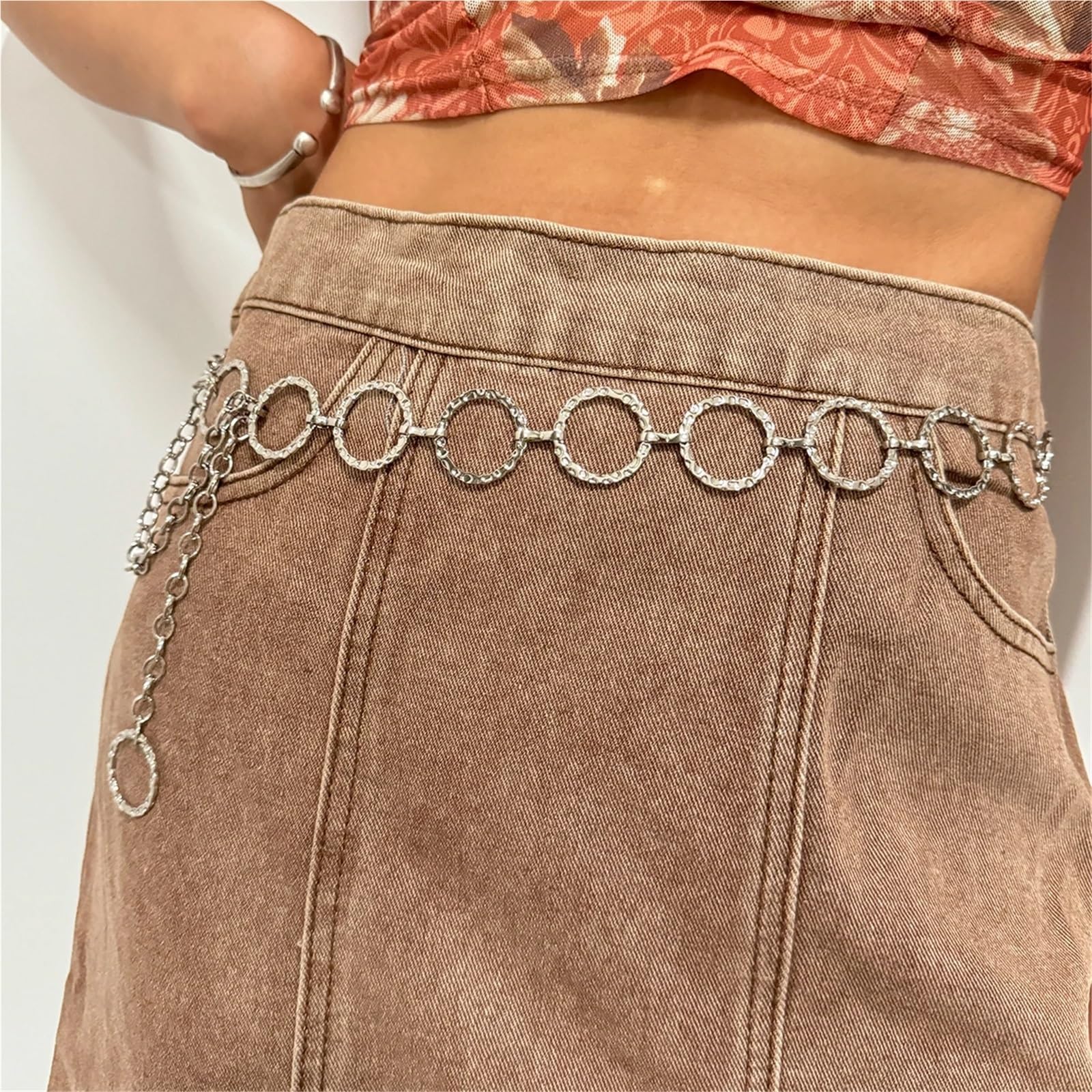Cintura a catena da donna, regolabile, dorata, con conchiglia, stile country, per abiti e jeans