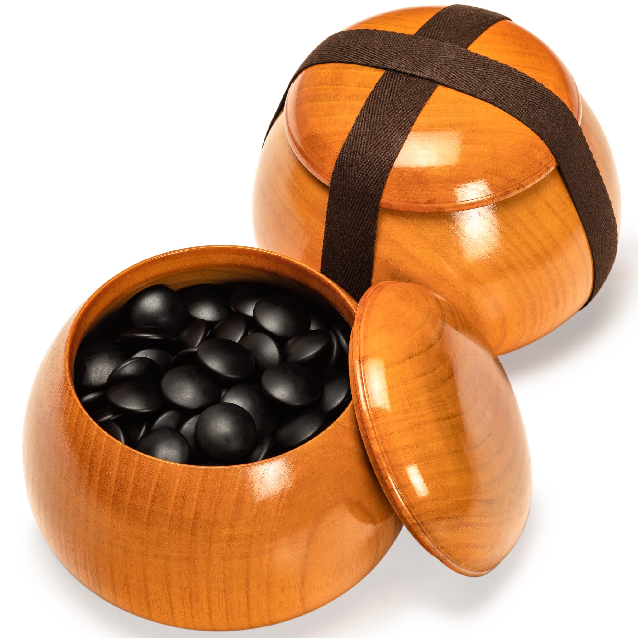 Yellow Mountain Imports Bamboo 0.8-Inch Reversible 19x19 / 13x13 Go Game Set Board with Double Convex Korean Hardened Glass Paduk Go Stones and Jujube Bowls - Image 3