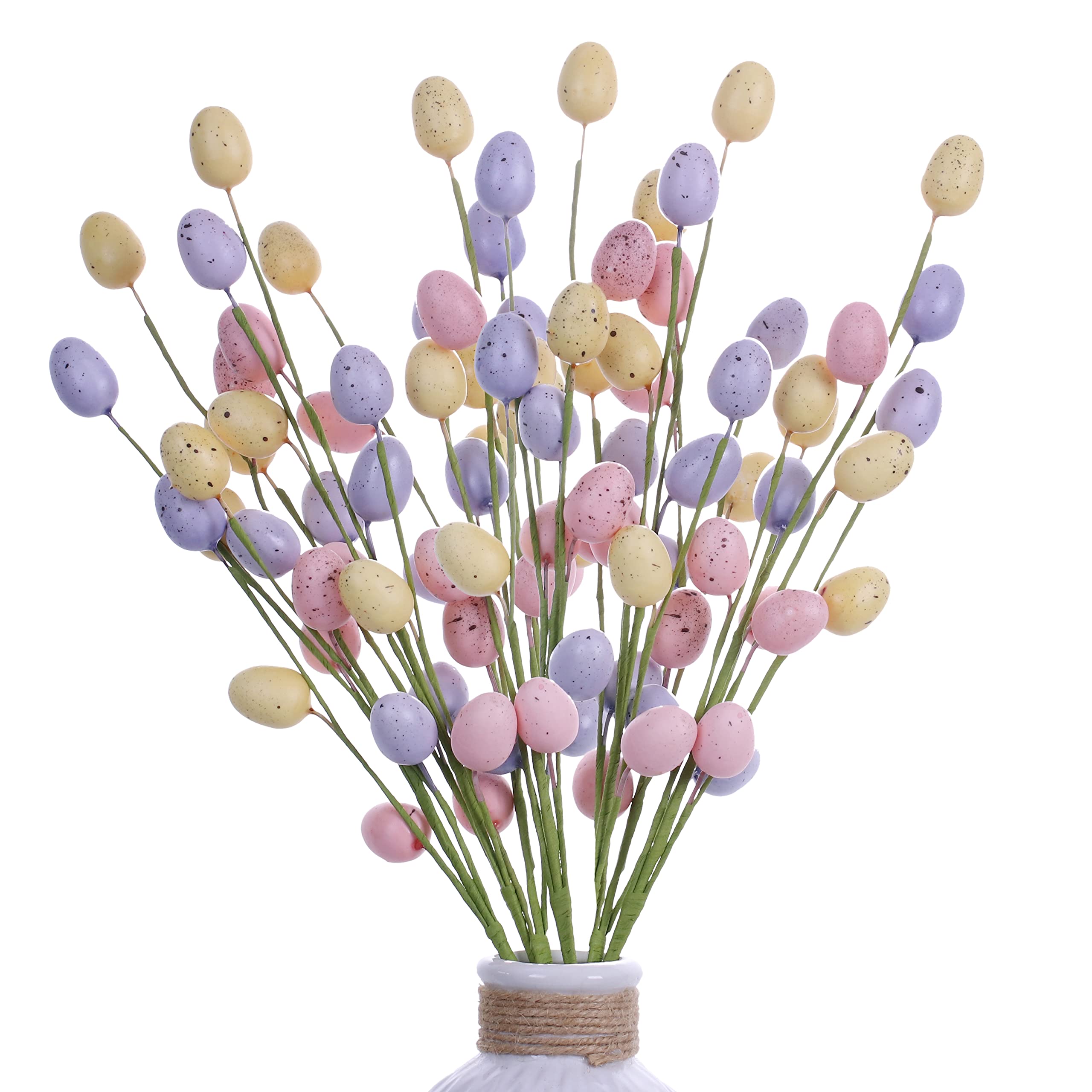 JINGHONGEaster Egg Picks,6 Pack Artificial Easter Egg Stems Colorful Easter Egg Decorations for Easter Home Decor Centerpiece Flower Arrangement-17IN Tall(Multicolor_2nd)