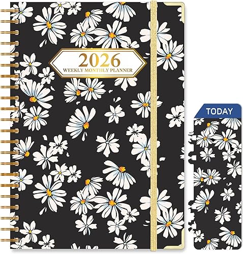 Agenda mensual 2026, enero de 2026 a diciembre de 2026, agenda semanal y mensual de 6.25 x 8.5 pulgadas con pestañas de página, calendario de tapa