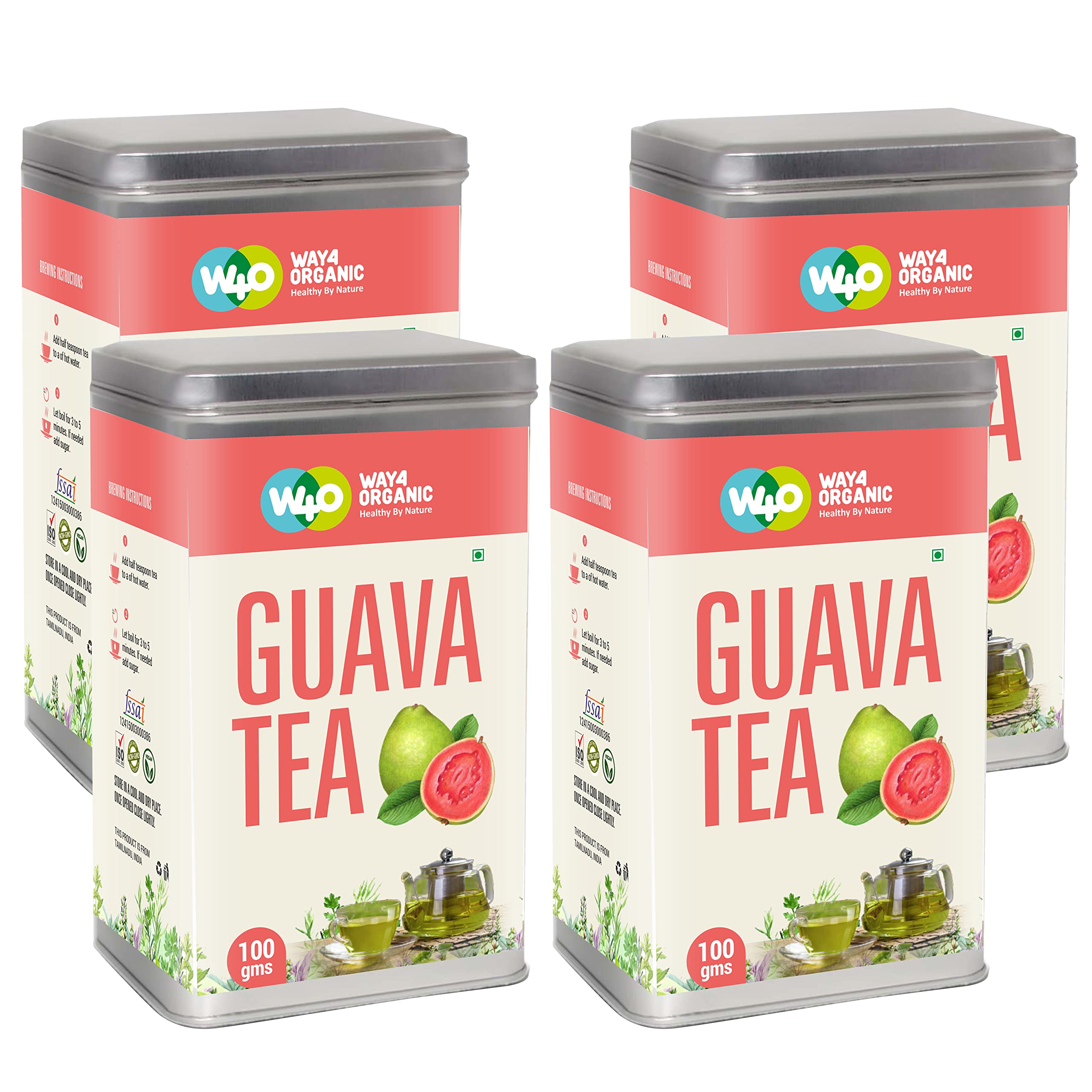 Way4Organic Guava Leaf Tea/Psidium guajava Tea 100 g Canister Pack (Pack of 4) (B09K41ND5P) Amazon Price History, Amazon Price Tracker